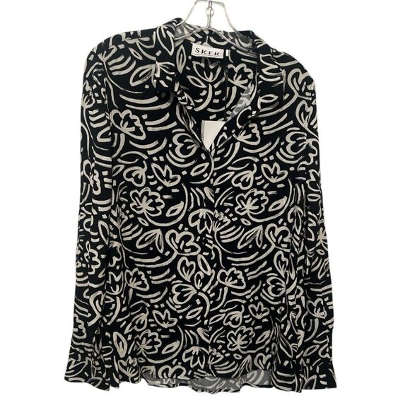 SKFK Asune Black White Garden Print Button Front L/S Viscose Shirt NWT - Picture 4 of 11